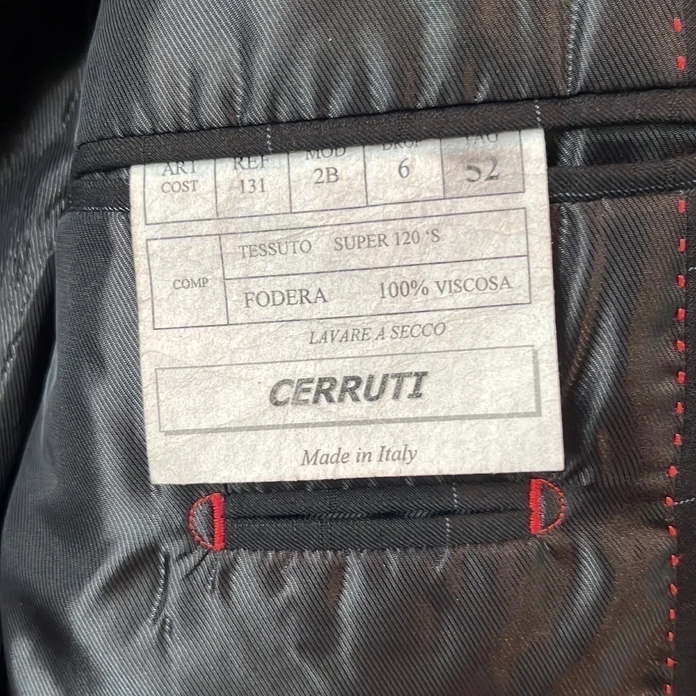 CERUTTI 1881 Italian suit jacket dark gray/ black blue windowpane tag Italian 52